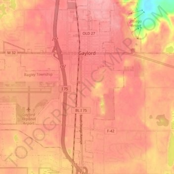 Gaylord topographic map, elevation, terrain