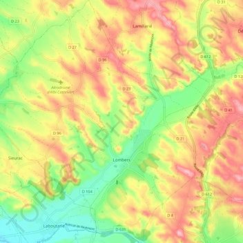 Lombers topographic map, elevation, terrain
