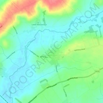 Cuddington topographic map, elevation, terrain