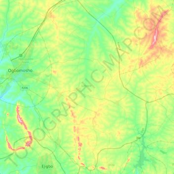 Surulere topographic map, elevation, terrain