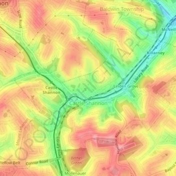 Castle Shannon topographic map, elevation, terrain