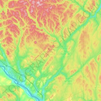 Sainte-Anne Parish topographic map, elevation, terrain