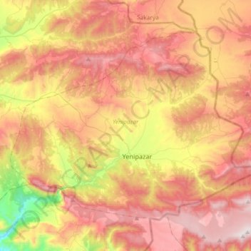 Yenipazar topographic map, elevation, terrain