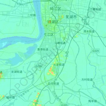 Jinghu District topographic map, elevation, terrain