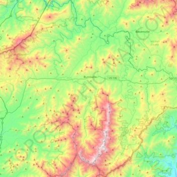Yancey County topographic map, elevation, terrain