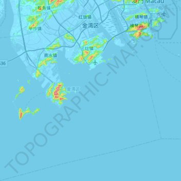 Jinwan District topographic map, elevation, terrain