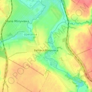 Velyka Yablunivka topographic map, elevation, terrain