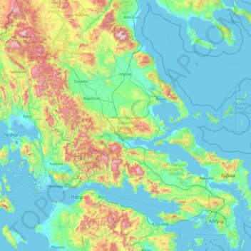 Thessalie-Grèce centrale topographic map, elevation, terrain