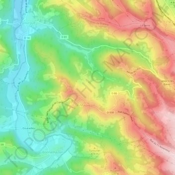 Mauvezin topographic map, elevation, terrain