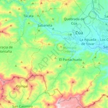 Parroquia Cua topographic map, elevation, terrain