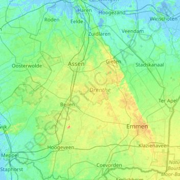 Drenthe topographic map, elevation, terrain