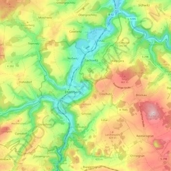 Elsterberg topographic map, elevation, terrain