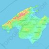 Mallorca topographic map, elevation, terrain