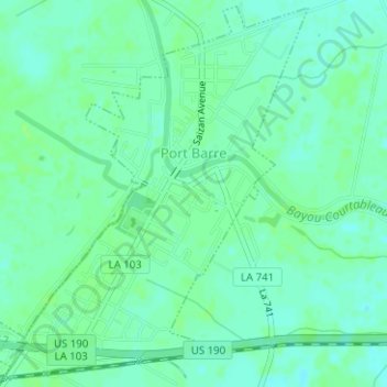 Port Barre topographic map, elevation, terrain
