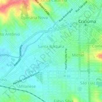 Santa Bárbara topographic map, elevation, terrain