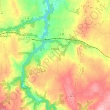 Trégrom topographic map, elevation, terrain