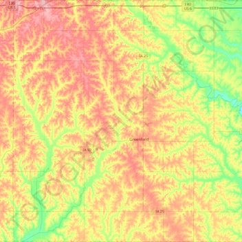 Adair County topographic map, elevation, terrain
