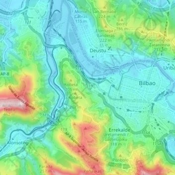 Basurtu-Zorrotza topographic map, elevation, terrain