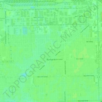 Burbank topographic map, elevation, terrain