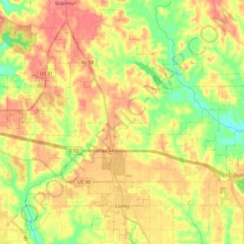 Loxley topographic map, elevation, terrain