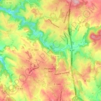 Perpezac-le-Noir topographic map, elevation, terrain