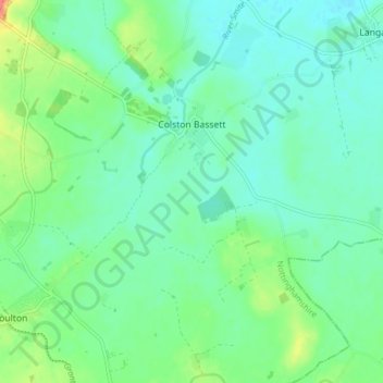 Colston Bassett topographic map, elevation, terrain