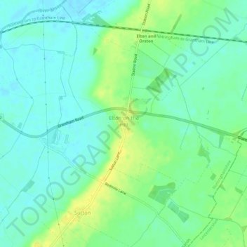 Elton-on-the-Hill topographic map, elevation, terrain