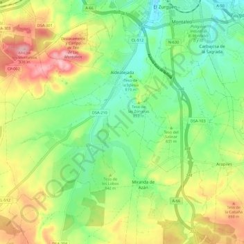 Aldeatejada topographic map, elevation, terrain