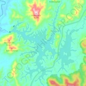 Beris Reservoir topographic map, elevation, terrain