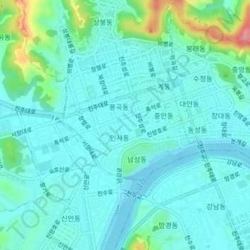 Seongbuk-dong topographic map, elevation, terrain