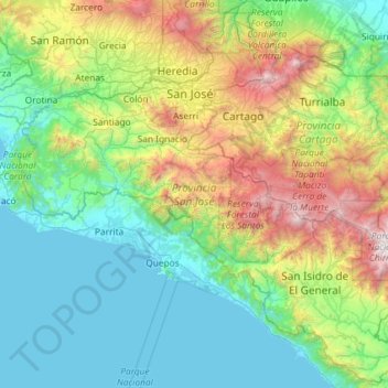 San Jose Province topographic map, elevation, terrain
