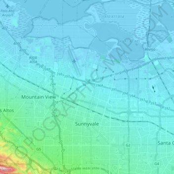 Sunnyvale topographic map, elevation, terrain