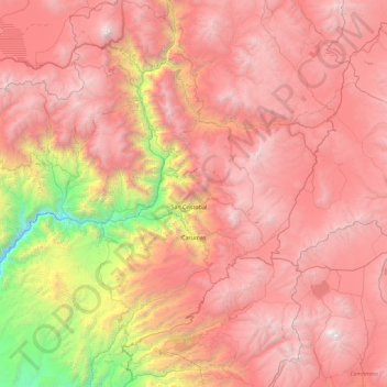 Carumas topographic map, elevation, terrain