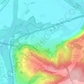 Kenn topographic map, elevation, terrain