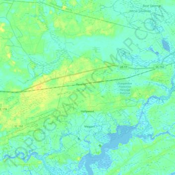 Hollywood topographic map, elevation, terrain