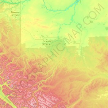 Smoky River topographic map, elevation, terrain