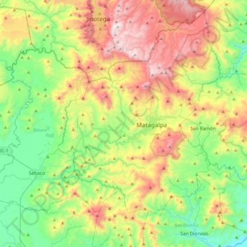 Matagalpa (Municipio) topographic map, elevation, terrain