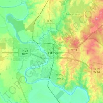 Bastrop topographic map, elevation, terrain