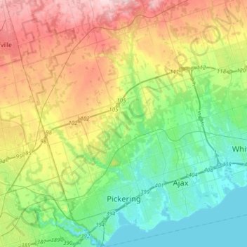 Pickering topographic map, elevation, terrain