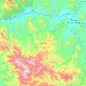 Zirándaro topographic map, elevation, terrain