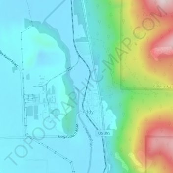 Addy topographic map, elevation, terrain
