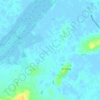 Coveney topographic map, elevation, terrain