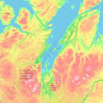 Porsanki topographic map, elevation, terrain