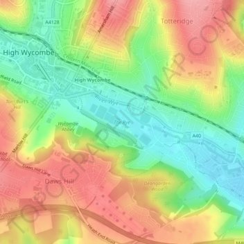 The Rye topographic map, elevation, terrain
