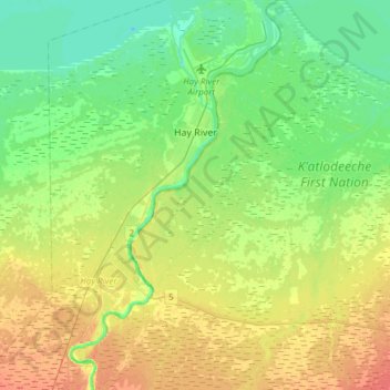 Hay River topographic map, elevation, terrain