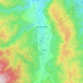 Las Juntas topographic map, elevation, terrain
