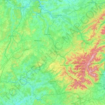 Vosges topographic map, elevation, terrain