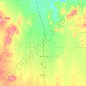 Chino Valley topographic map, elevation, terrain