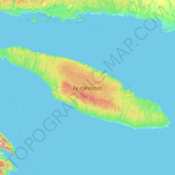 Anticosti Island topographic map, elevation, terrain