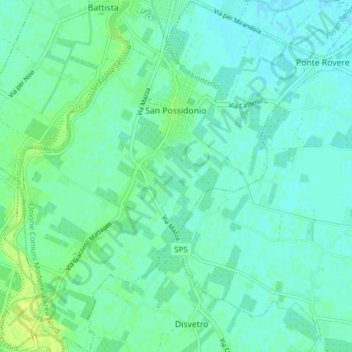 San Possidonio topographic map, elevation, terrain